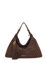Borsa Shopping La Carrie Metropolis in Camoscio con Trafori e Borchie – Shopper Morbida