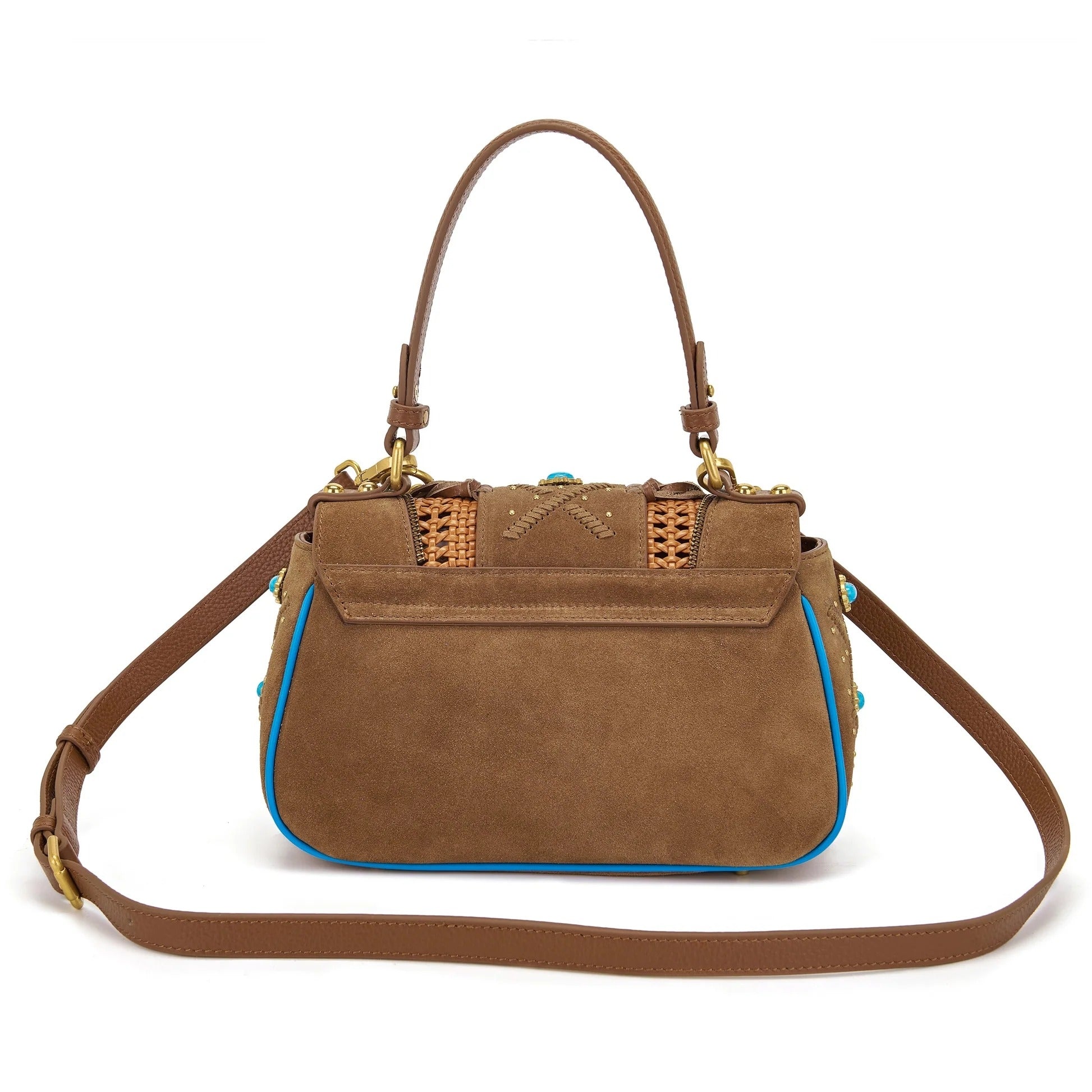 Borsa a Mano La Carrie in Pelle Scamosciata Cuoio – Hobo Bag con Dettagli Gold