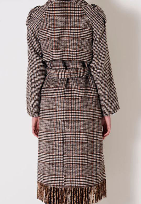 Cappotto stampa check con frange Vicolo