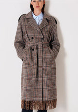 Cappotto stampa check con frange Vicolo