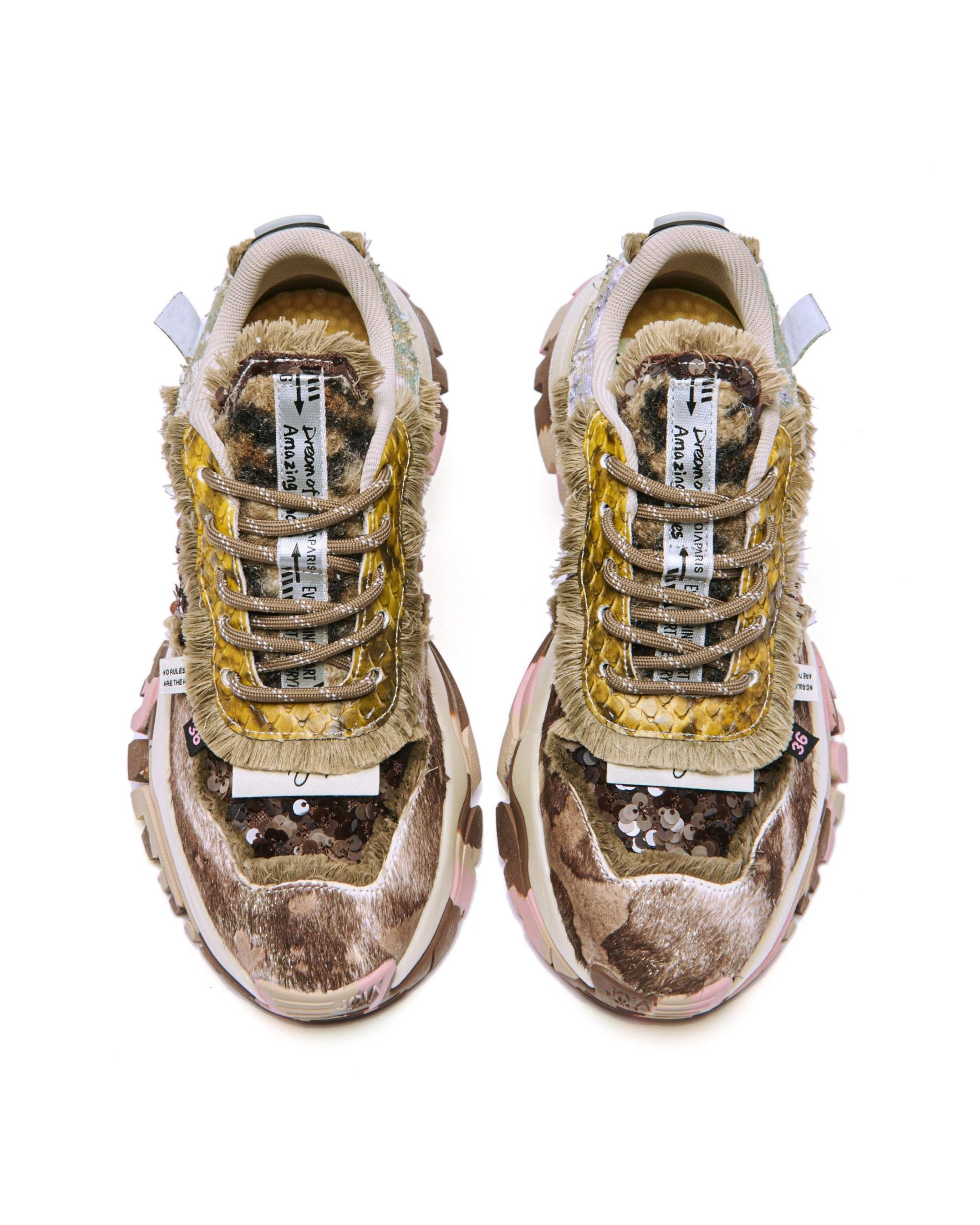 Sneakers Donna Joia Paris Cozy Multimateriale – Sneakers Luxury con Paillettes e Cavallino