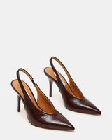 Décolleté Slingback Donna Steve Madden Andromeda in Pelle Marrone – Scarpe Eleganti a Punta Tacco 10 cm