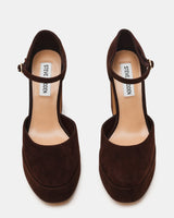 Sandali Donna Steve Madden Lexie Chocolate Marrone in Camoscio – Sandali Tacco 12 cm con Plateau e Cinturino