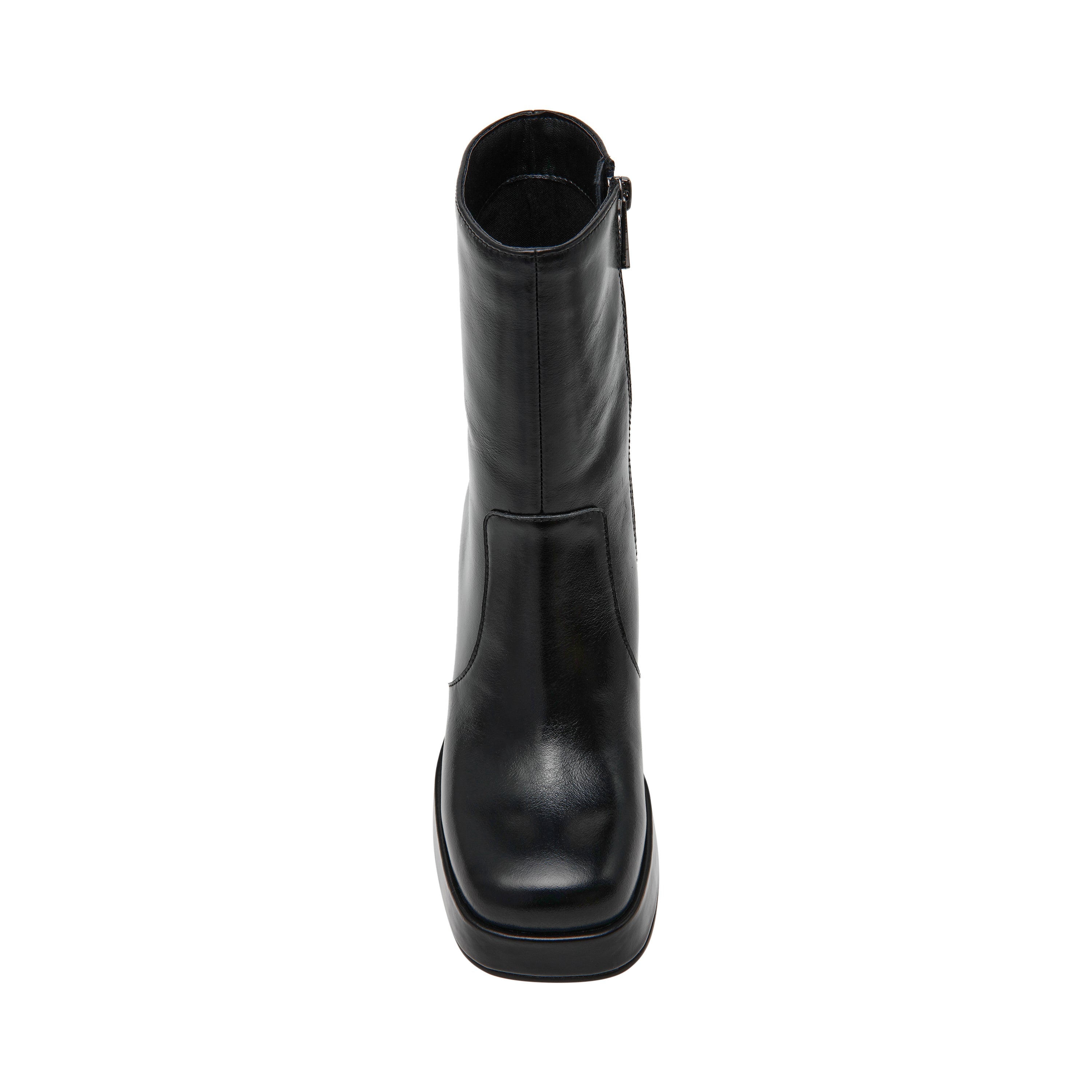 Stivaletti Donna Steve Madden Echos Nero in Pelle – Tronchetti con Tacco 9 cm, Plateau e Zip