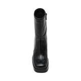 Stivaletti Donna Steve Madden Echos Nero in Pelle – Tronchetti con Tacco 9 cm, Plateau e Zip