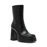 Stivaletti Donna Steve Madden Echos Nero in Pelle – Tronchetti con Tacco 9 cm, Plateau e Zip