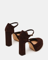 Sandali Donna Steve Madden Lexie Chocolate Marrone in Camoscio – Sandali Tacco 12 cm con Plateau e Cinturino