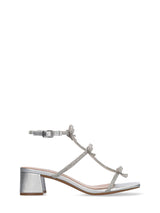 Sandalo basso argento, con strass e fiocchetti Bibi Lou