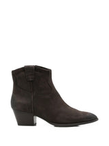 Tronchetti Texani Donna ASH Fame Visone in Camoscio testa di moro – Stivaletti con Tacco 4 cm e Zip