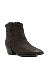 Tronchetti Texani Donna ASH Fame Visone in Camoscio testa di moro – Stivaletti con Tacco 4 cm e Zip