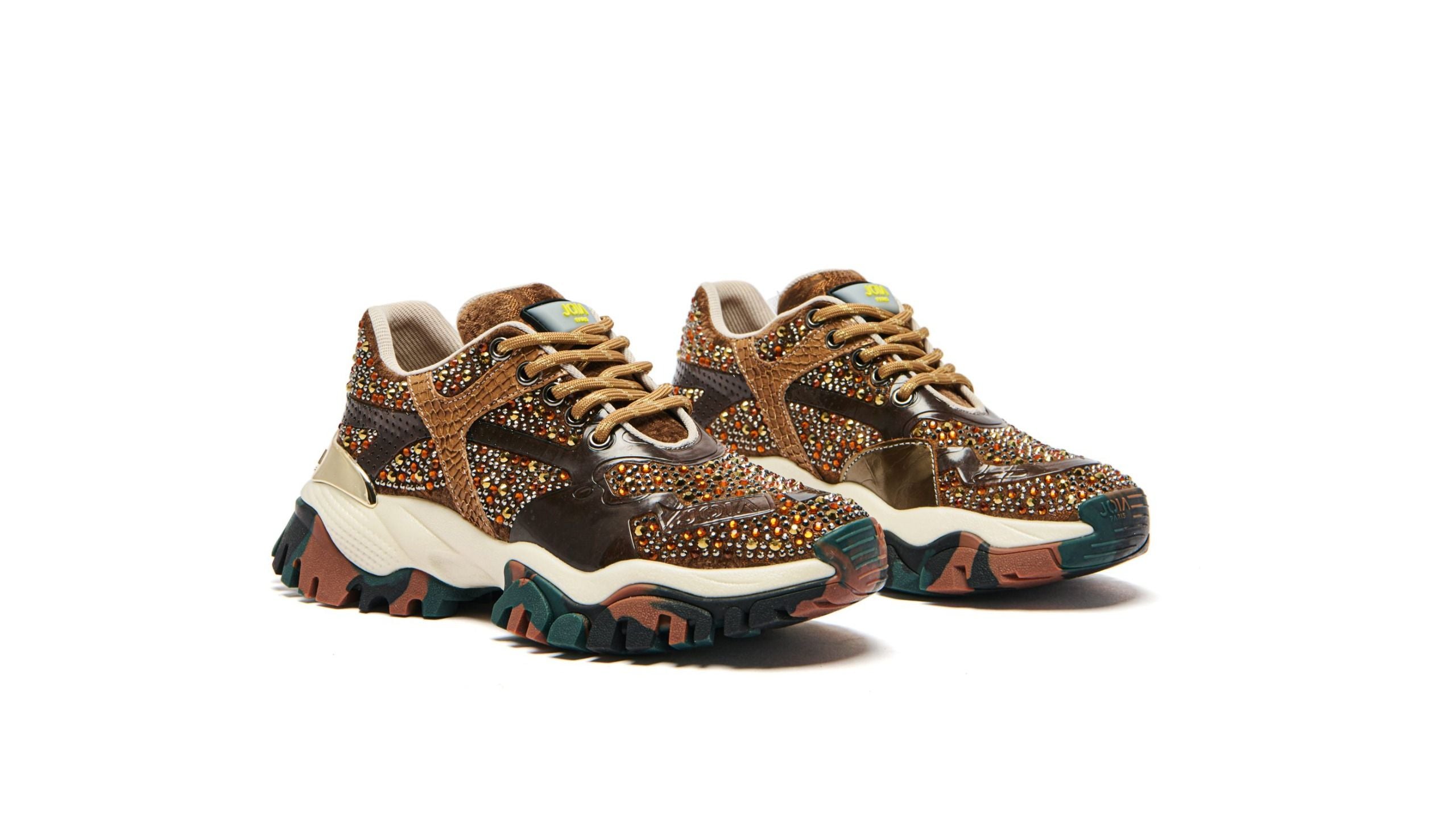 Sneakers Donna Joia Paris Jewel Orange Brown – Scarpe da Ginnastica Luxury con Strass e TPU