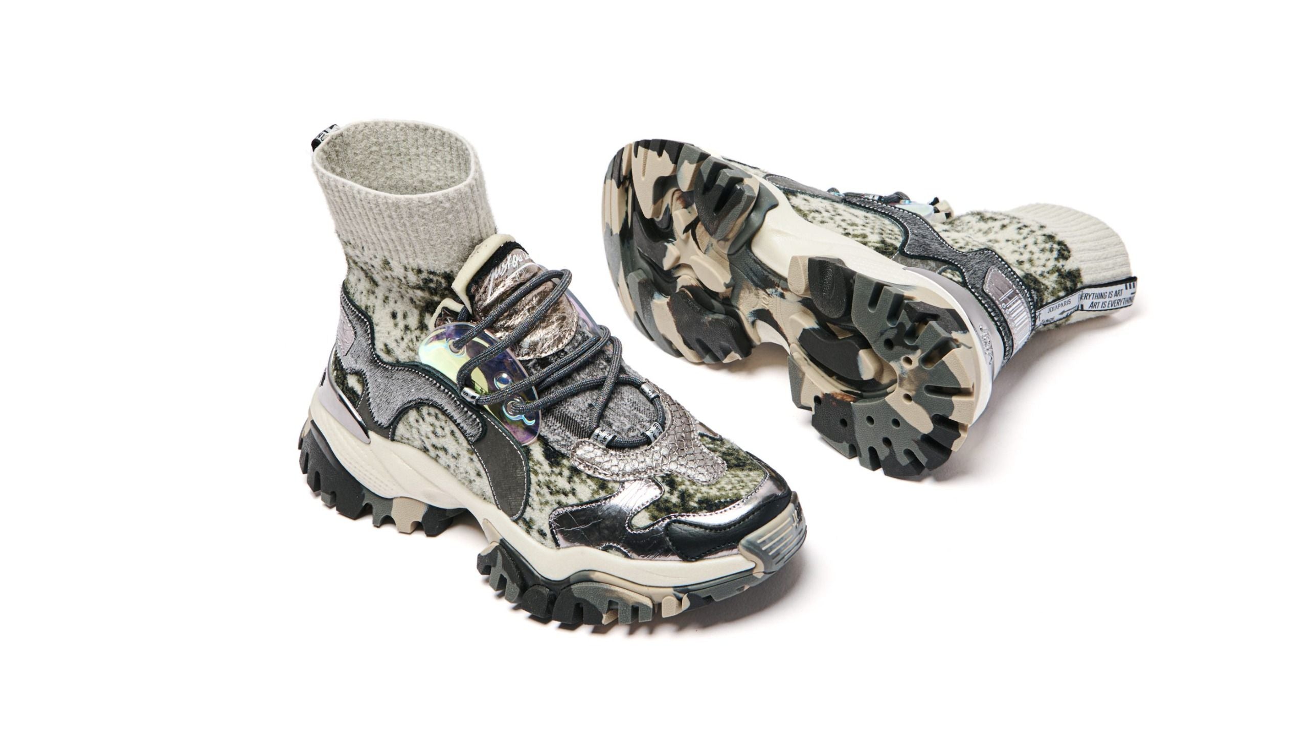 Sneakers Donna Joia Paris Lazy Silver White – Sneakers Multipatch con Effetto Calza