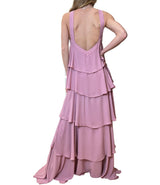 Abito lungo Lilly Dress rosa, con balze Silence Limited