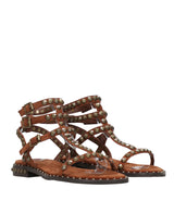 Sandalo Flat Ash Play in Camoscio Terracotta Ruggine con Borchie Ottone