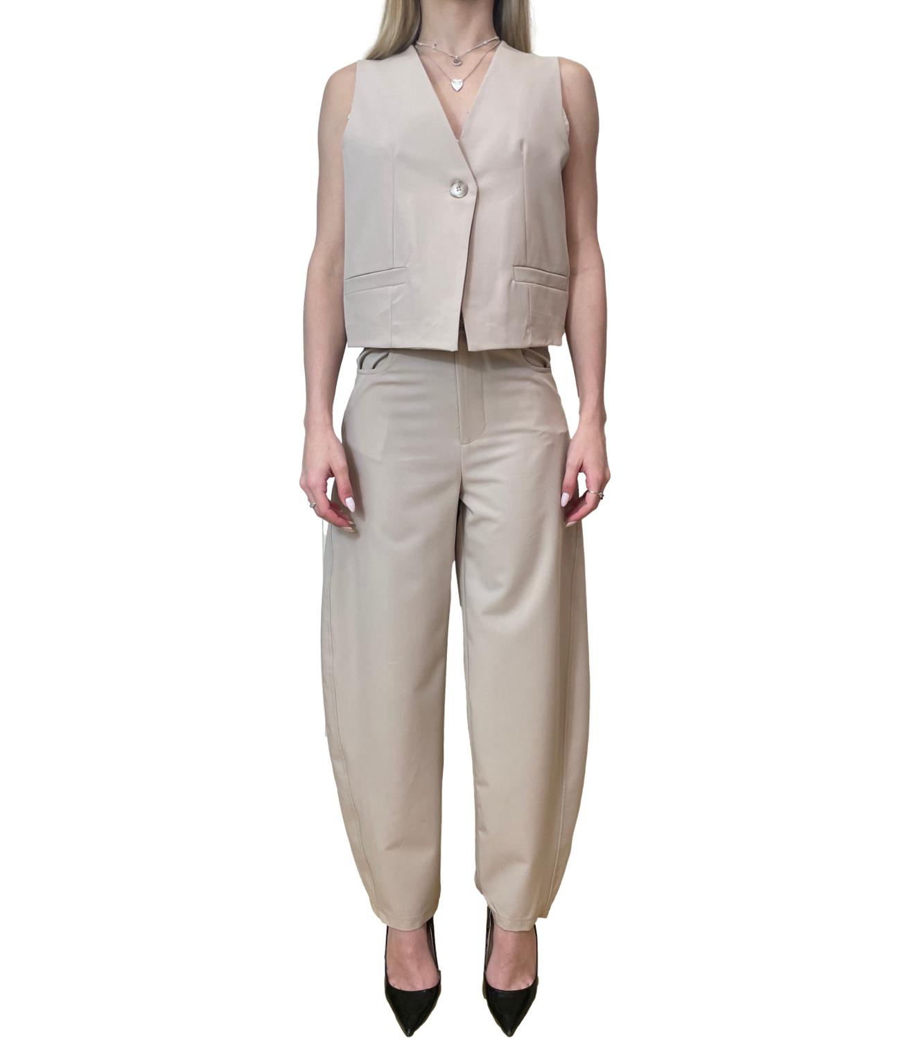Completo Haveone Sabbia in Viscosa – Set Coordinato Gilet e Pantalone Baloon