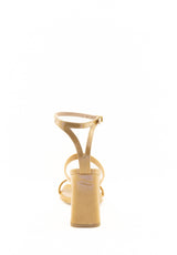 Sandalo alto in vernice beige multifasce Valini Roma