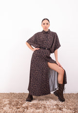 Vestito Animalier con Cintura – Imperial | Abito Midi Leopardo