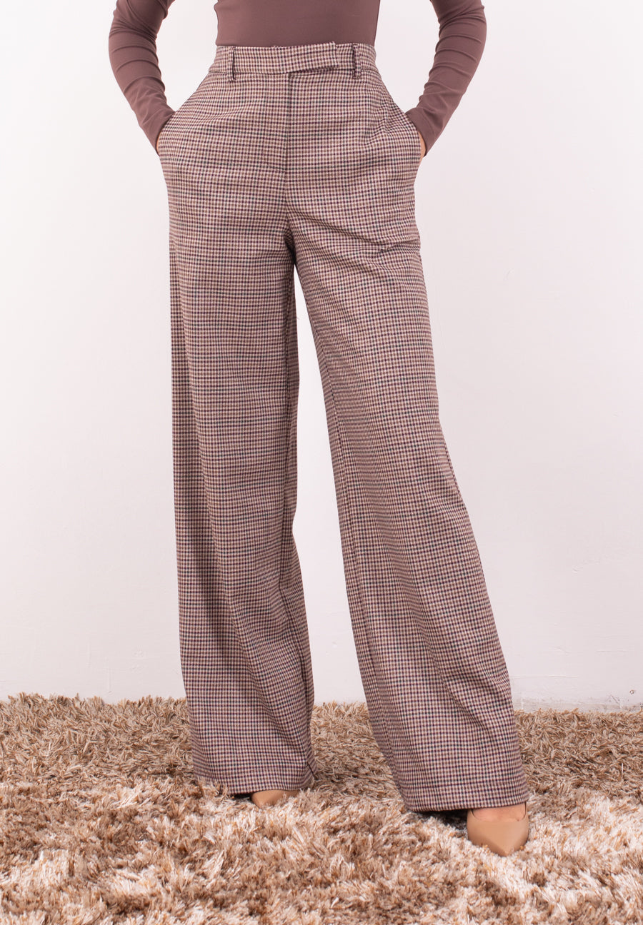 Pantaloni a quadretti bordeaux a doppiopetto con Zahjr