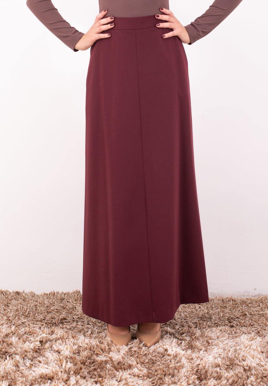 Gonna lunga in tessuro bordeaux Silence Lmited