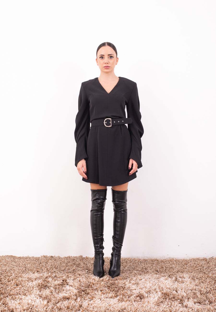Imperial Abito Corto nero AFSGKHXC – Cintura in Vita & Scollo a V