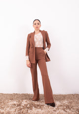 Imperial Blazer Doppiopetto cuoio JU25KAW – Vestibilità Classica & Dettagli Satinati
