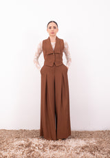 Gilet cuoio monopetto con revers Imperial