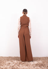 Gilet cuoio monopetto con revers Imperial