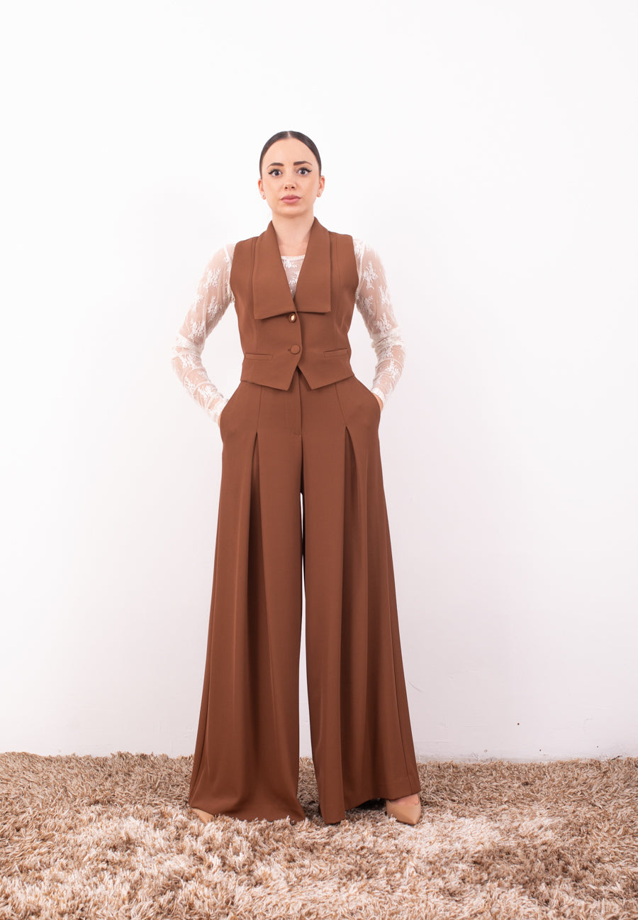 Gilet cuoio monopetto con revers Imperial