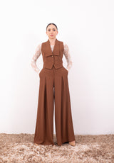 Gilet cuoio monopetto con revers Imperial