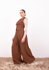 Gilet cuoio monopetto con revers Imperial