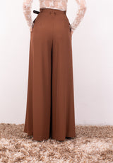 Pantalone palazzo cuoio con pences e cintina Imperial