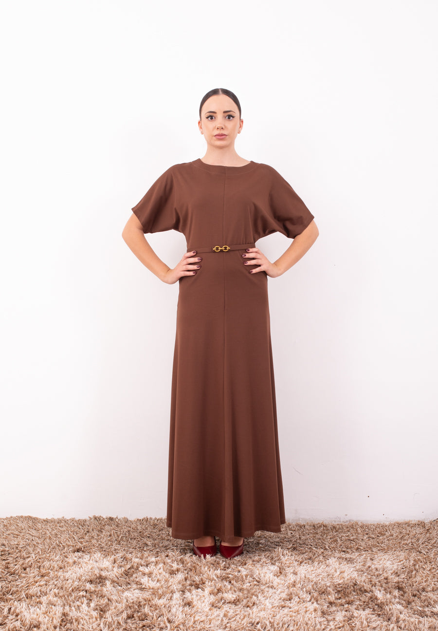 Abito Lungo con Cintura e Maniche cuoio AFSQKLFC – Imperial | Eleganza Fluida