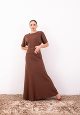 Abito Lungo con Cintura e Maniche cuoio AFSQKLFC – Imperial | Eleganza Fluida