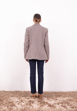 Giacca pied de poulle marrone/blu con spille Zahjr