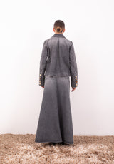 Giacca Vicolo in denim nero – Giacca Crop Grigia con Bottoni Gioiello