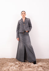 Gonna denim nero svasata con bottoni gioiello Vicolo