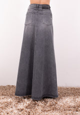 Gonna denim nero svasata con bottoni gioiello Vicolo