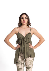 Ruffle Top Lily verde militare Aniye By
