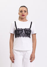T-Shirt bianca Baphan con corsetto nero Kocca