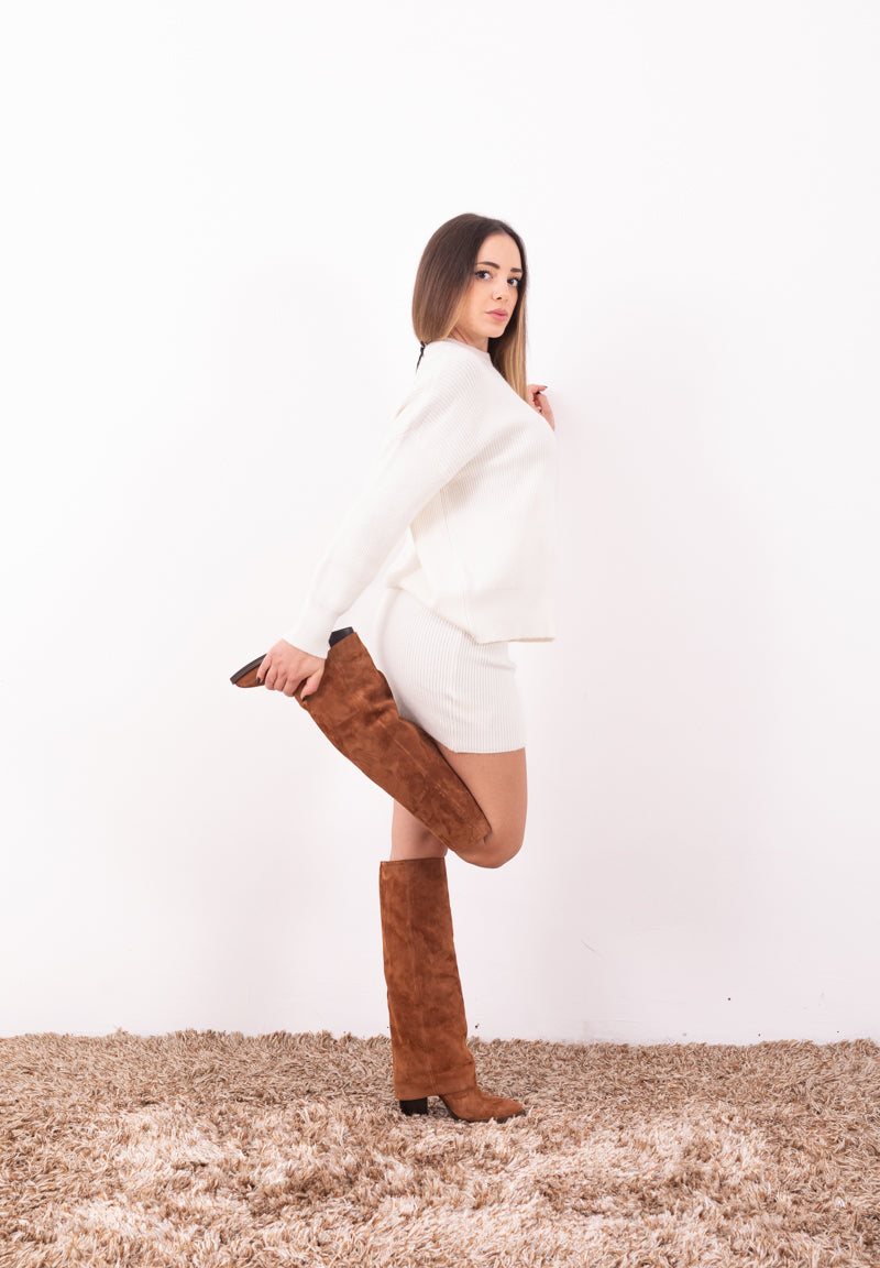 Completo Maglia Daisy Bianco | Coord Pull e Minigonna a Tubino HaveOne