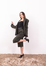 Giacca Doppiopetto Verde Gessato Motel | Dettagli Gioiello e Pizzo Donna