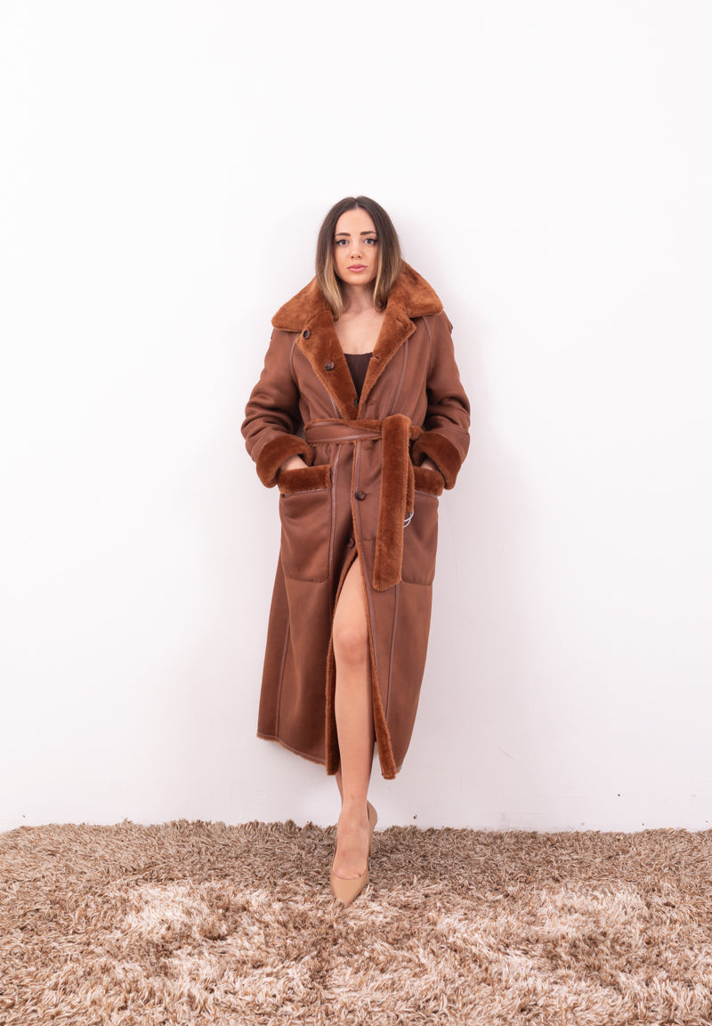 Cappotto Reversibile Raglan Toffee | Faux Suede e Pelliccia Sintetica Urbancode