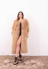 Cappotto Reversibile in Eco Pelliccia e Faux Suede Marrone | Urbancode