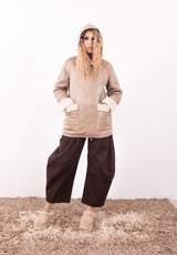 Ecomontone Reversibile con Cappuccio in Faux Suede | Urbancode London