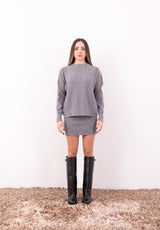 Completo Maglia Daisy Grigio | Coord Pull e Minigonna a Tubino HaveOne