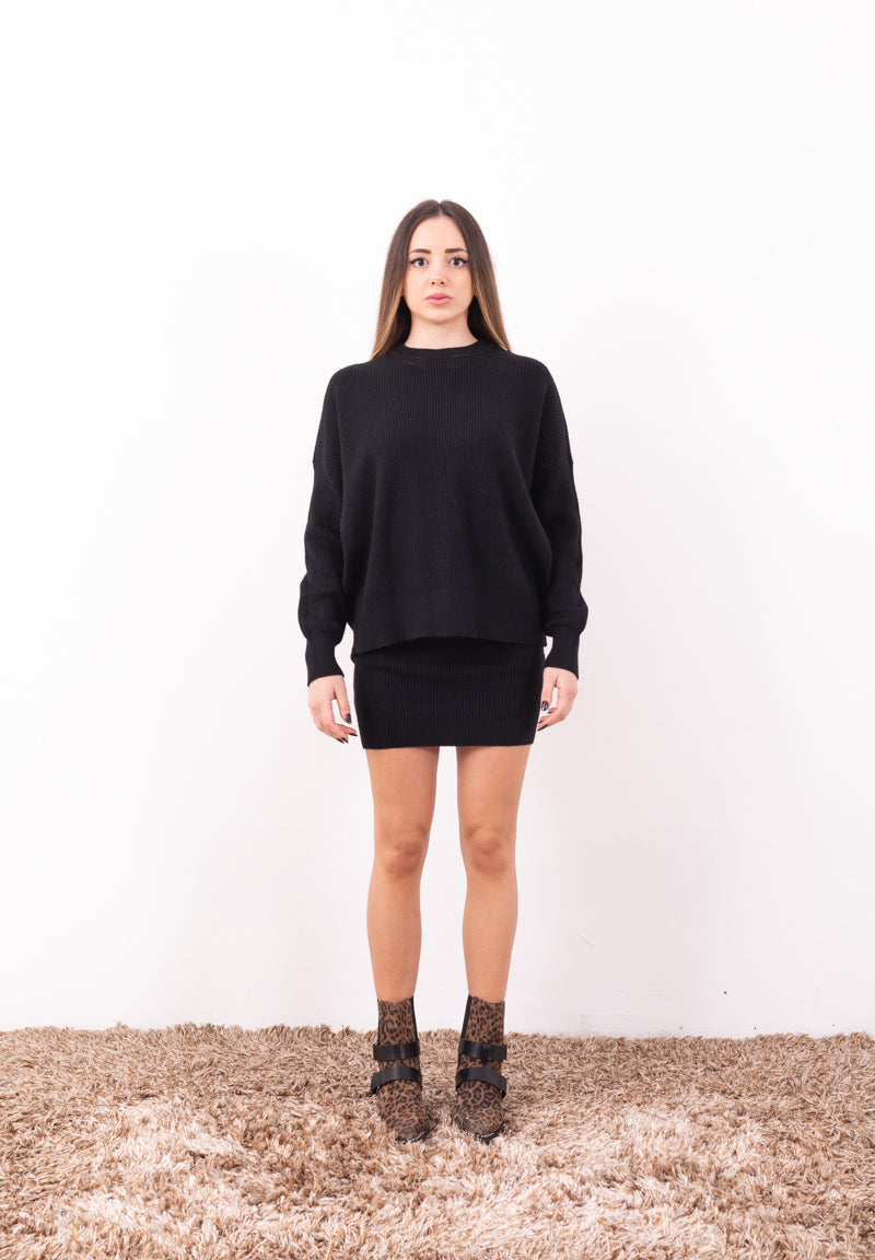 Completo Maglia Daisy Nero | Coord Pull e Minigonna a Tubino HaveOne