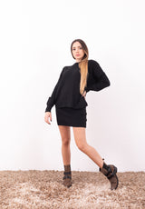 Completo Maglia Daisy Nero | Coord Pull e Minigonna a Tubino HaveOne