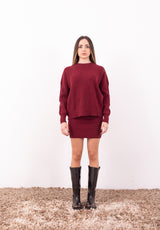 Completo Maglia Daisy Bordeaux | Coord Pull e Minigonna a Tubino HaveOne