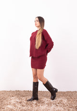 Completo Maglia Daisy Bordeaux | Coord Pull e Minigonna a Tubino HaveOne