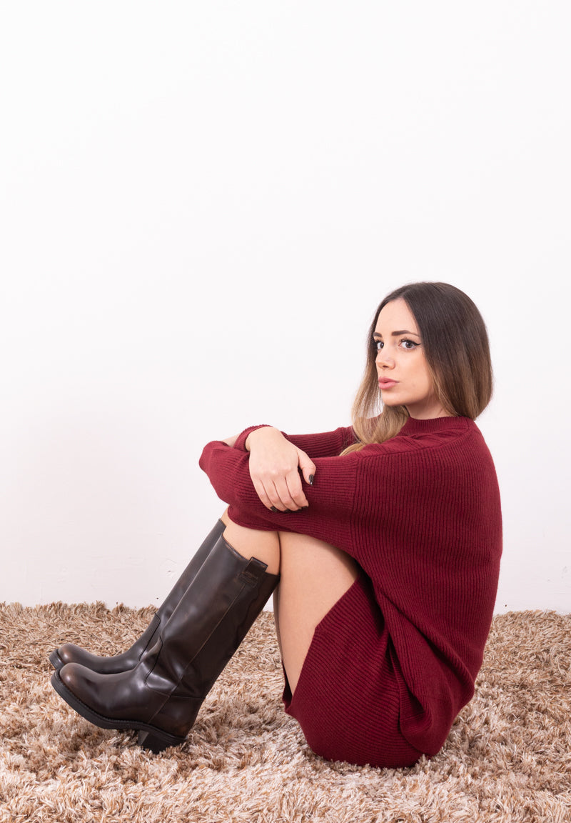 Completo Maglia Daisy Bordeaux | Coord Pull e Minigonna a Tubino HaveOne